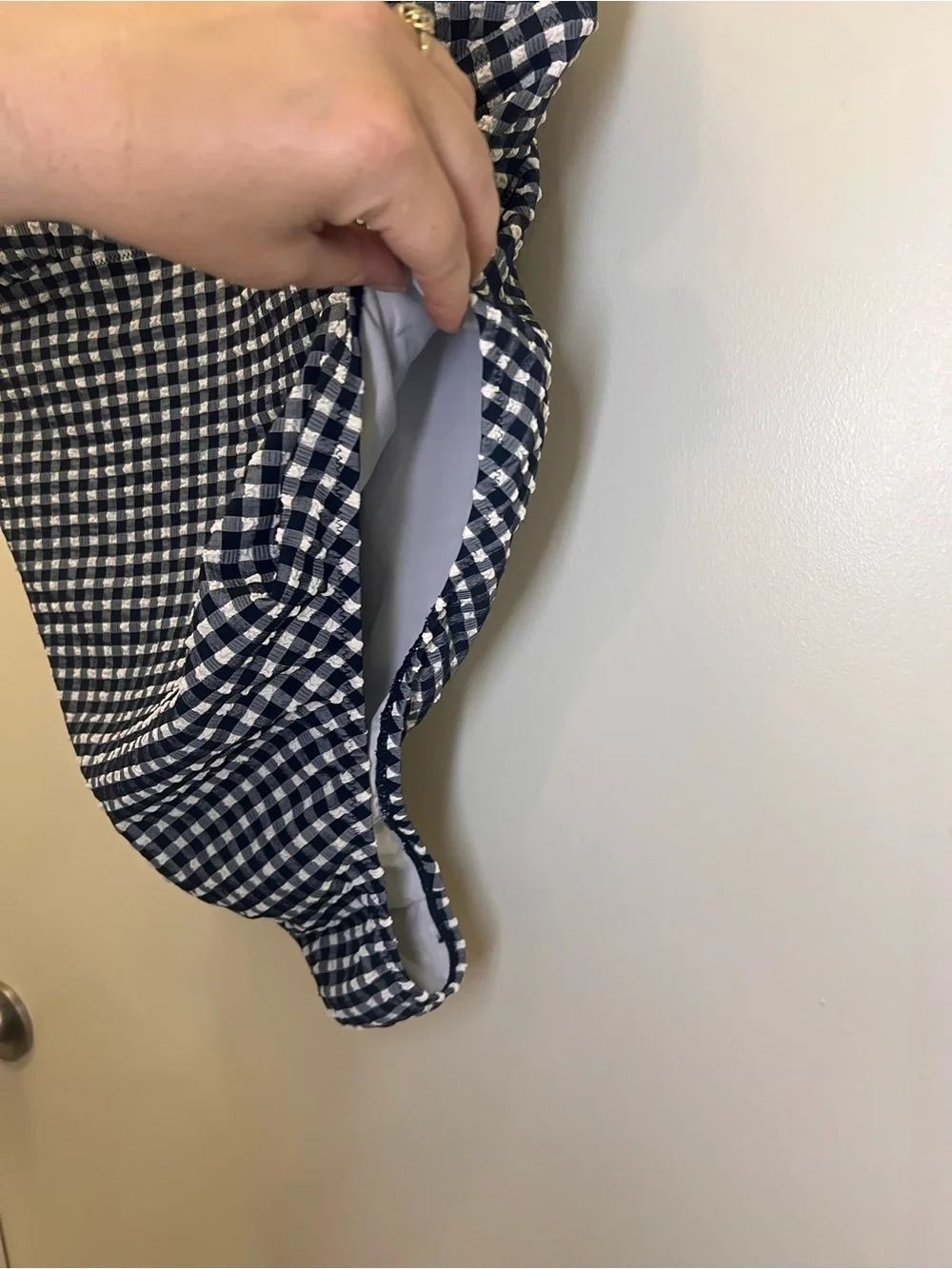 J.Crew Reimagined Gingham bodysuit Size 22 Ruffle High Cut